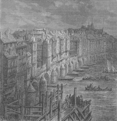 Le Pont De Londres En 1694 door Gustave after Dore